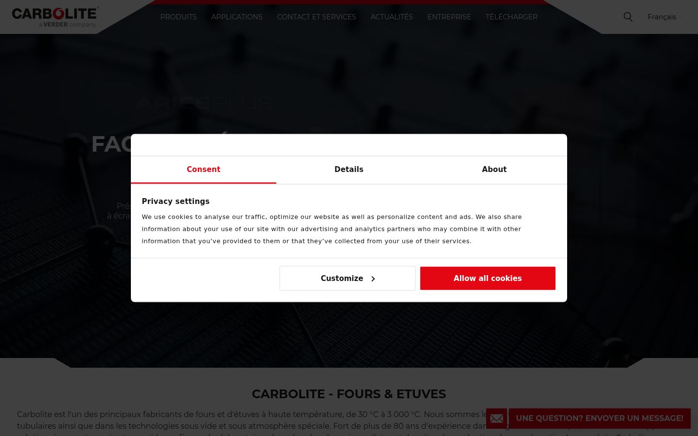 Screenshot of the consent banner shown before any interaction