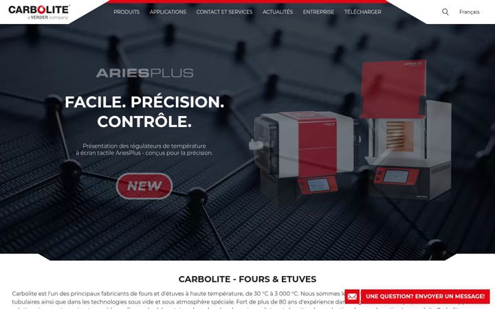 Screenshot of carbolite-gero.fr