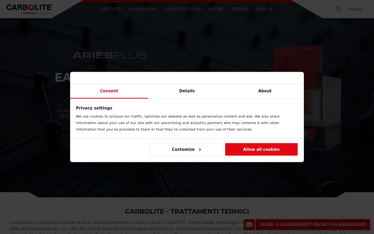 Screenshot of the consent banner shown before any interaction