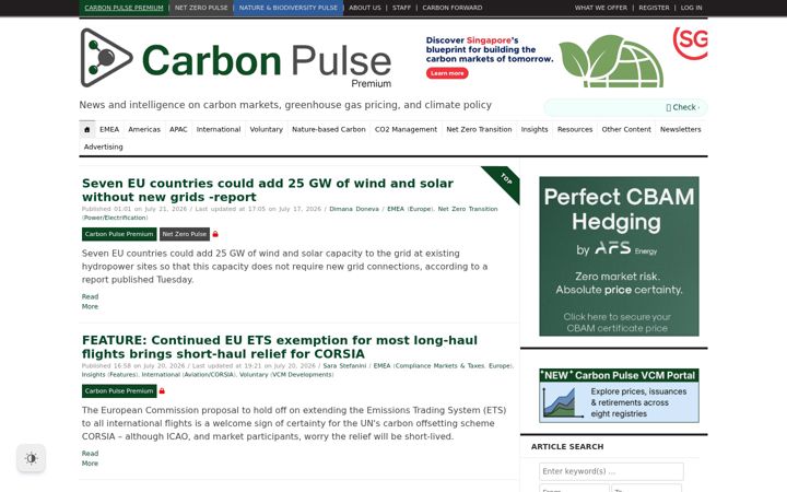 Screenshot of carbon-pulse.com