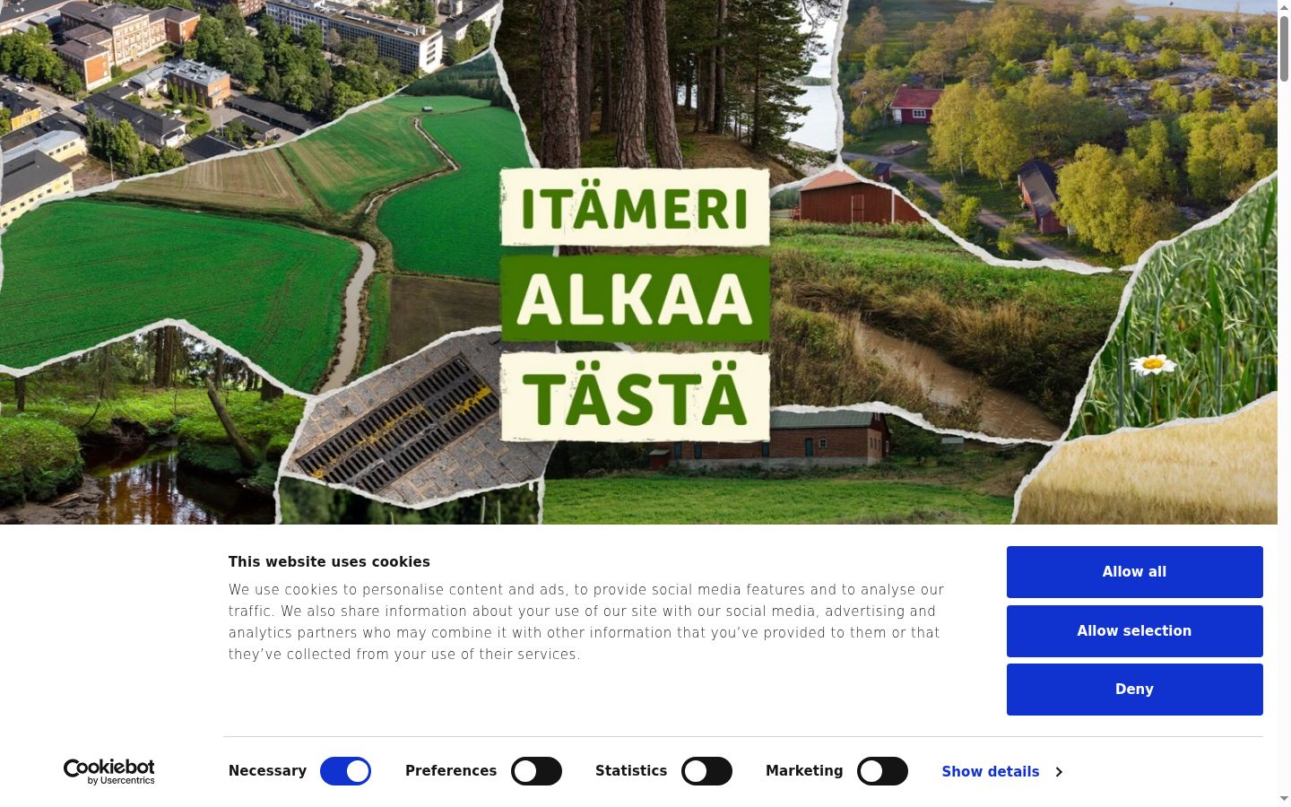 Skärmbild av samtyckesbannern som visades före någon interaktion