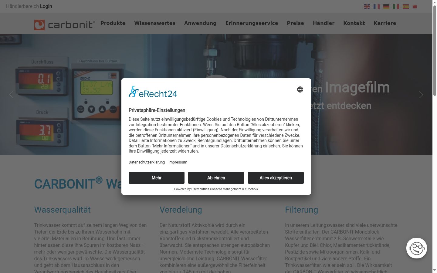 Screenshot of the consent banner shown before any interaction
