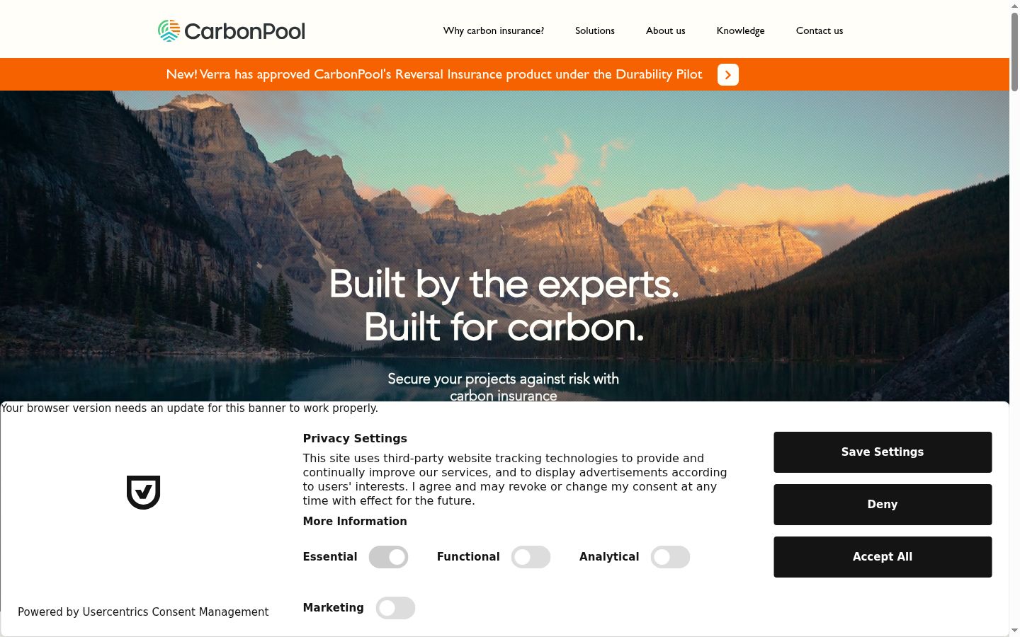 Screenshot of the consent banner shown before any interaction