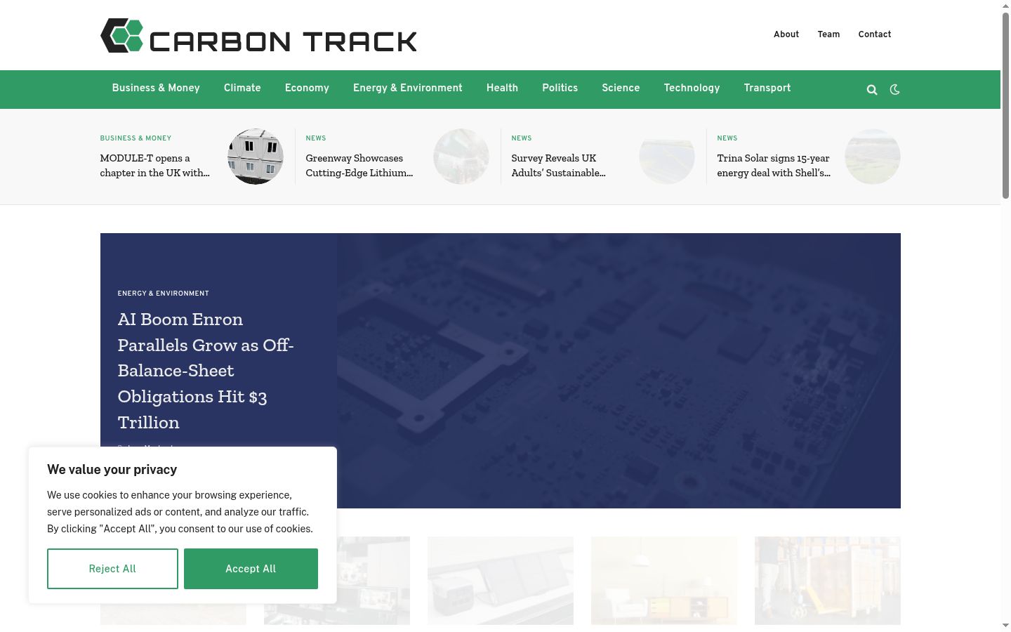Screenshot of the consent banner shown before any interaction