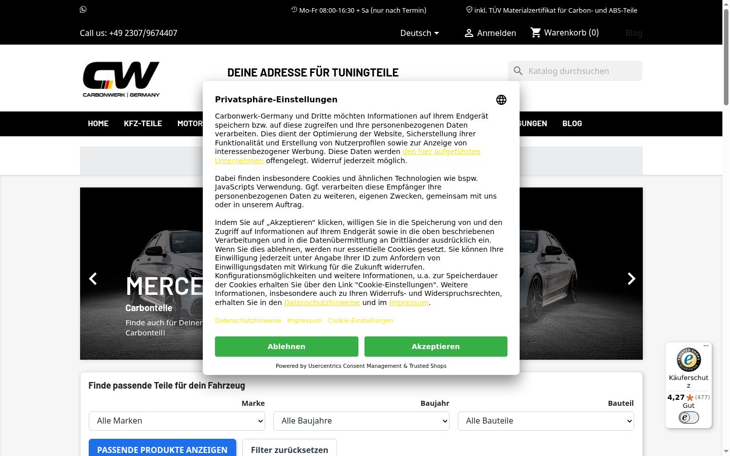 Captura de ecrã do banner de consentimento apresentado antes de qualquer interação