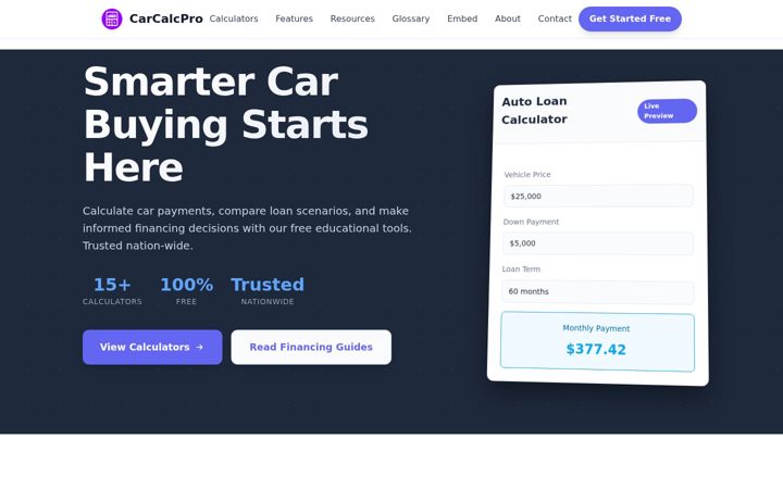 Screenshot of carcalcpro.com