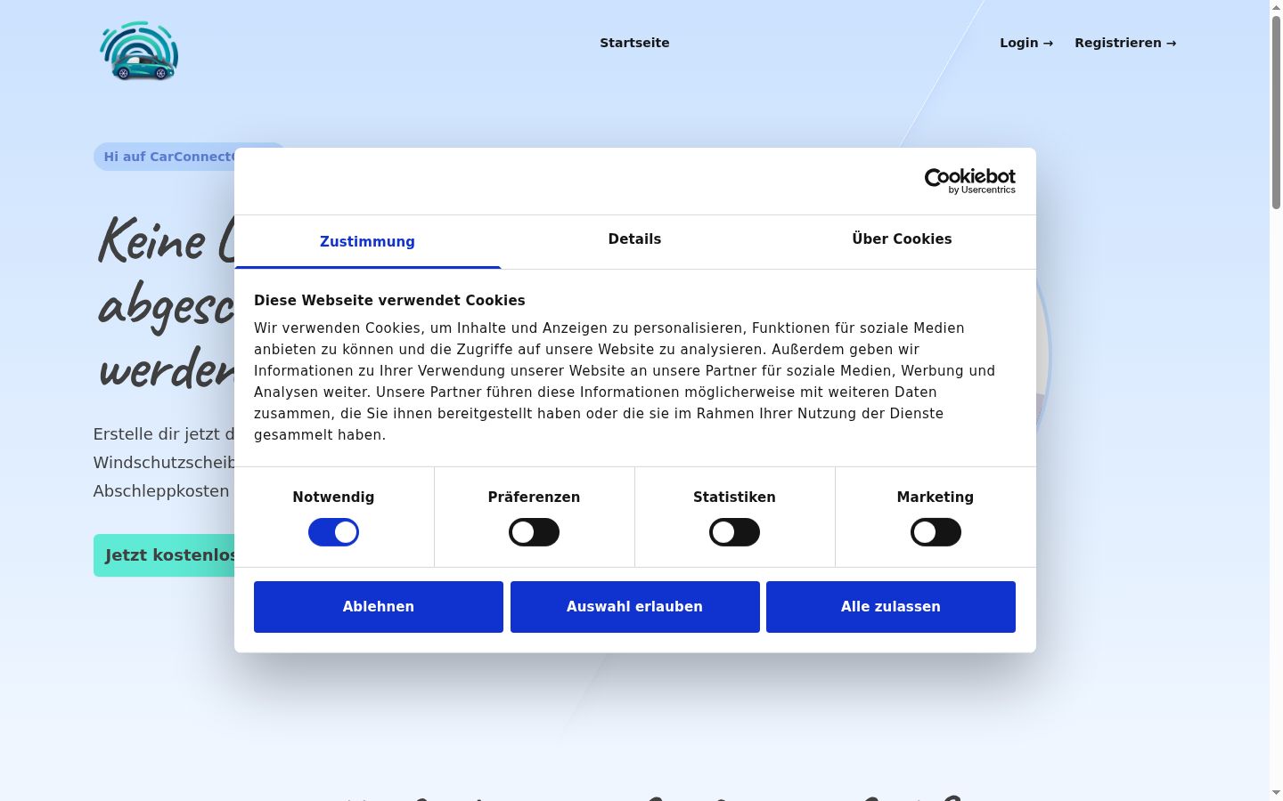 Capture d'écran de la bannière de consentement affichée avant toute interaction