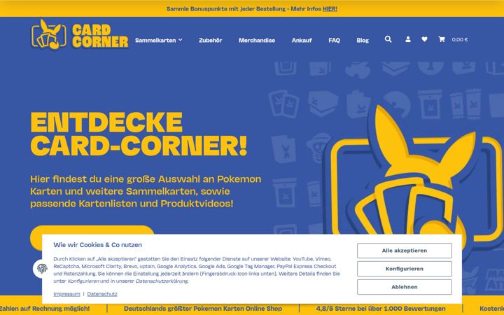 Screenshot of card-corner.de