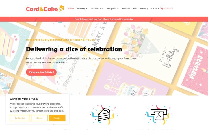 Screenshot of cardandcake.co.uk