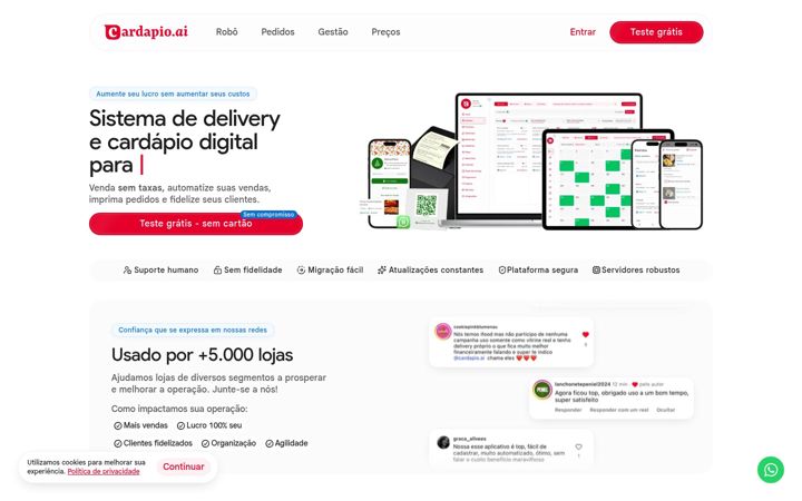 Screenshot of cardapio.ai