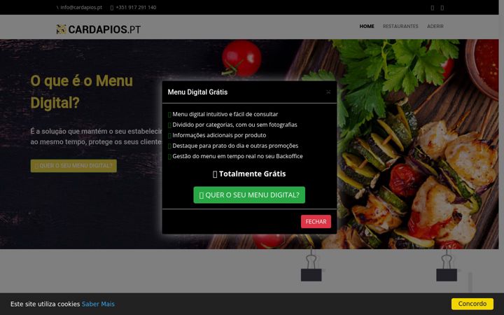 Screenshot of cardapios.pt