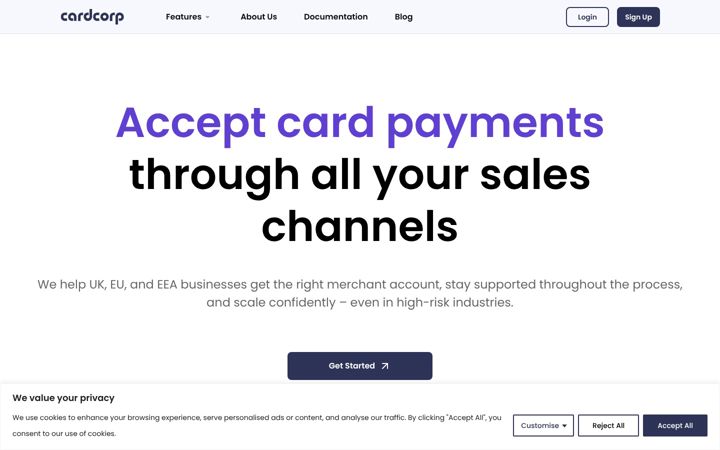 Screenshot of cardcorp.com