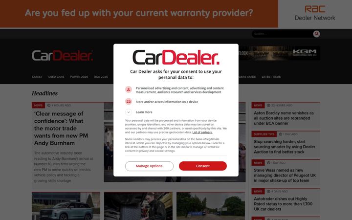 Screenshot of cardealermagazine.co.uk