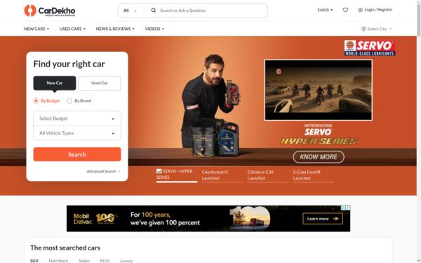 Screenshot of cardekho.com