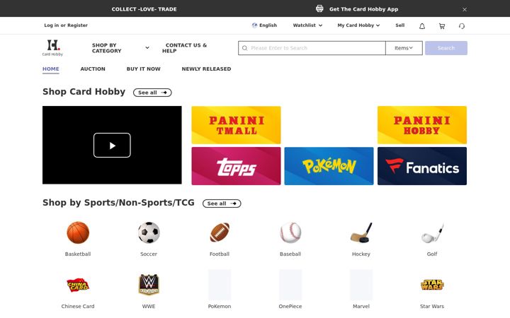Screenshot of cardhobby.com