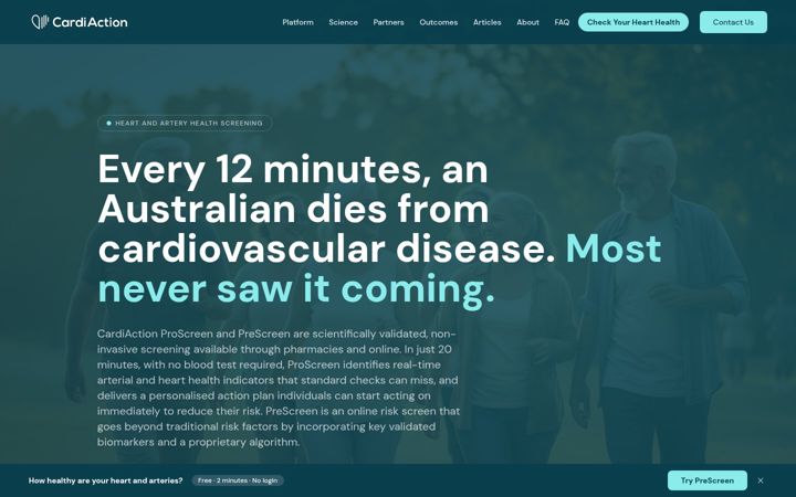 Screenshot of cardiaction.com