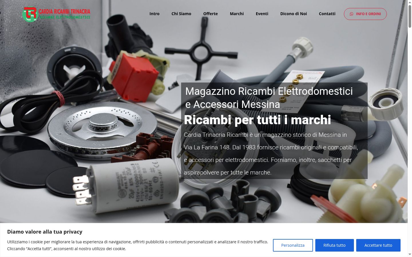 Screenshot del banner di consenso mostrato prima di qualsiasi interazione
