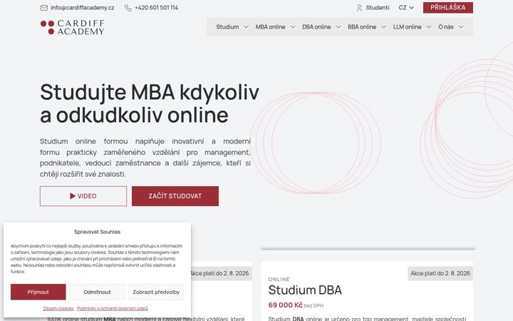 Screenshot of cardiffacademy.cz