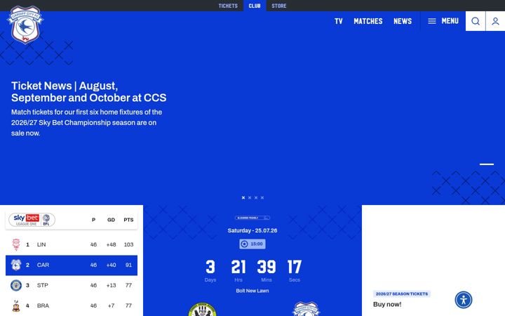 Screenshot of cardiffcityfc.co.uk
