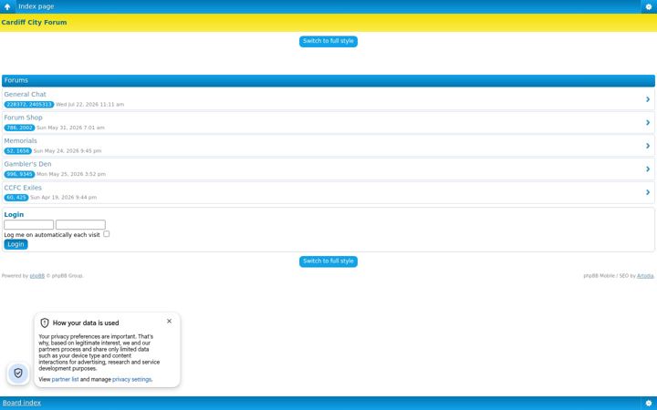 Screenshot of cardiffcityforum.co.uk
