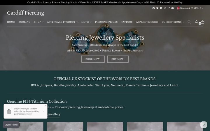 Screenshot of cardiffpiercing.co.uk