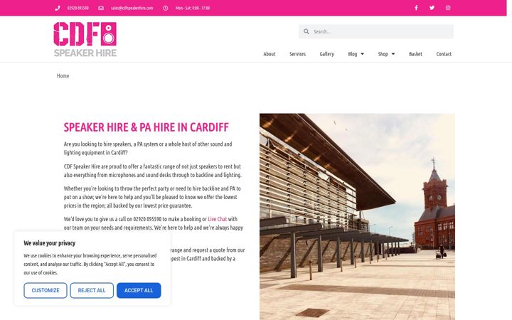 Screenshot of cardiffspeakerhire.com