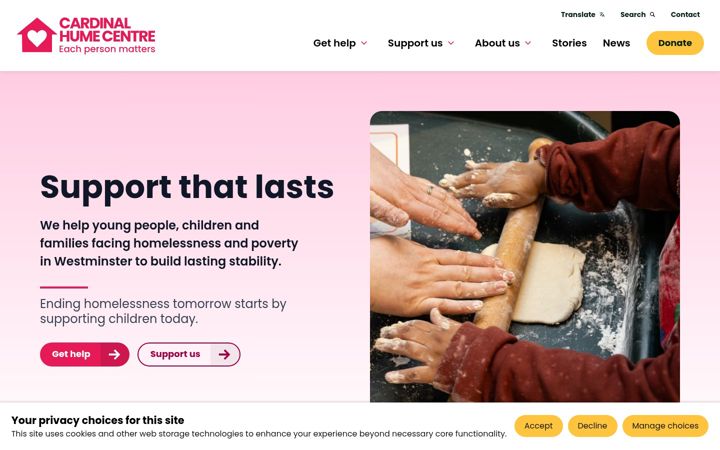 Screenshot of cardinalhumecentre.org.uk