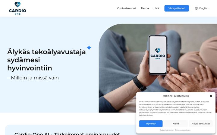 Screenshot of cardio-one.fi