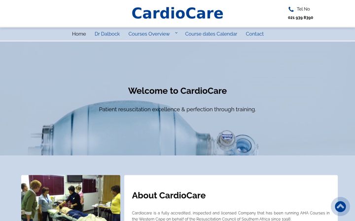 Screenshot of cardiocare.co.za