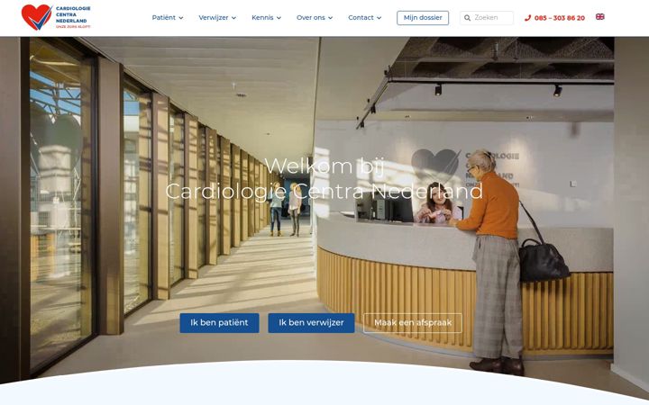 Skjermbilde av cardiologiecentra.nl