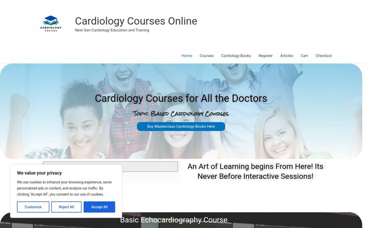 Screenshot of cardiologycourse.com