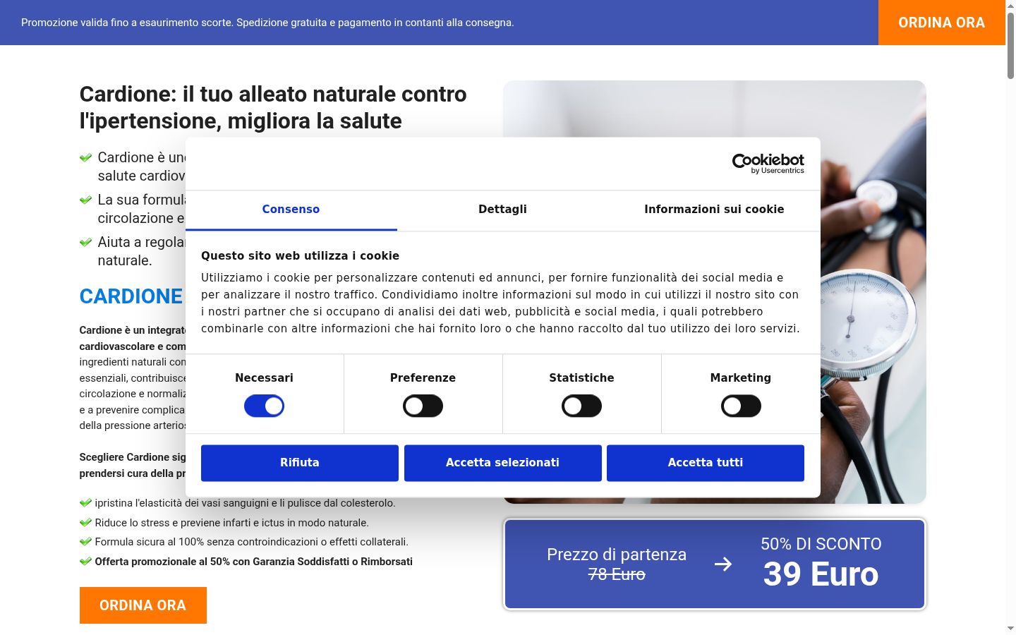 Captura de ecrã do banner de consentimento apresentado antes de qualquer interação