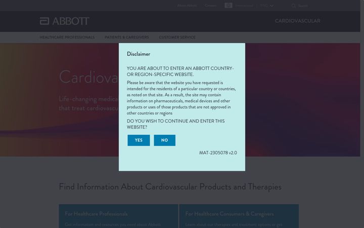 Ekrano kopija cardiovascular.abbott