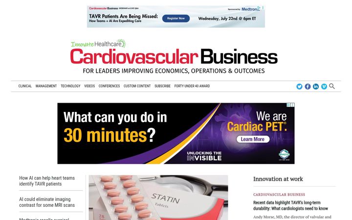 Screenshot of cardiovascularbusiness.com