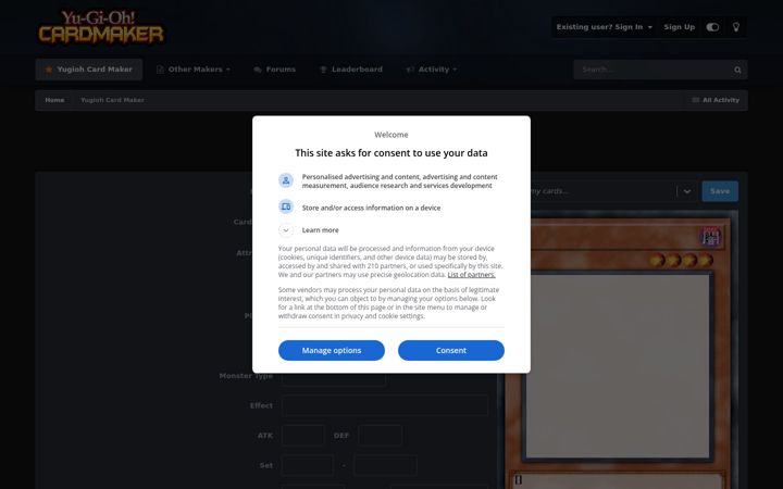 Screenshot of cardmaker.net