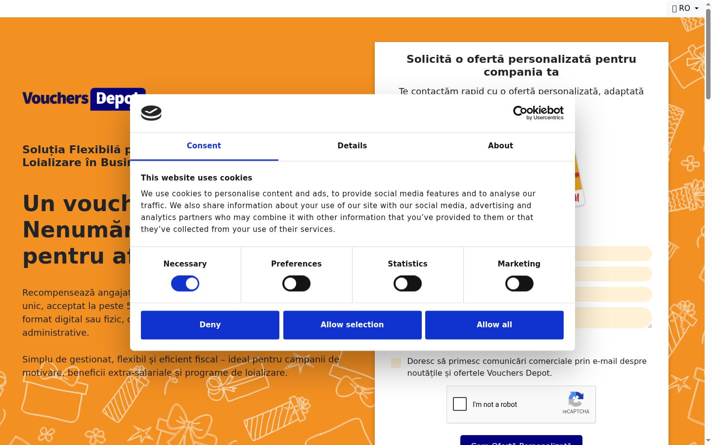 Screenshot of the consent banner shown before any interaction