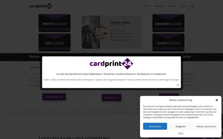 Skjámynd af cardprint24.nl