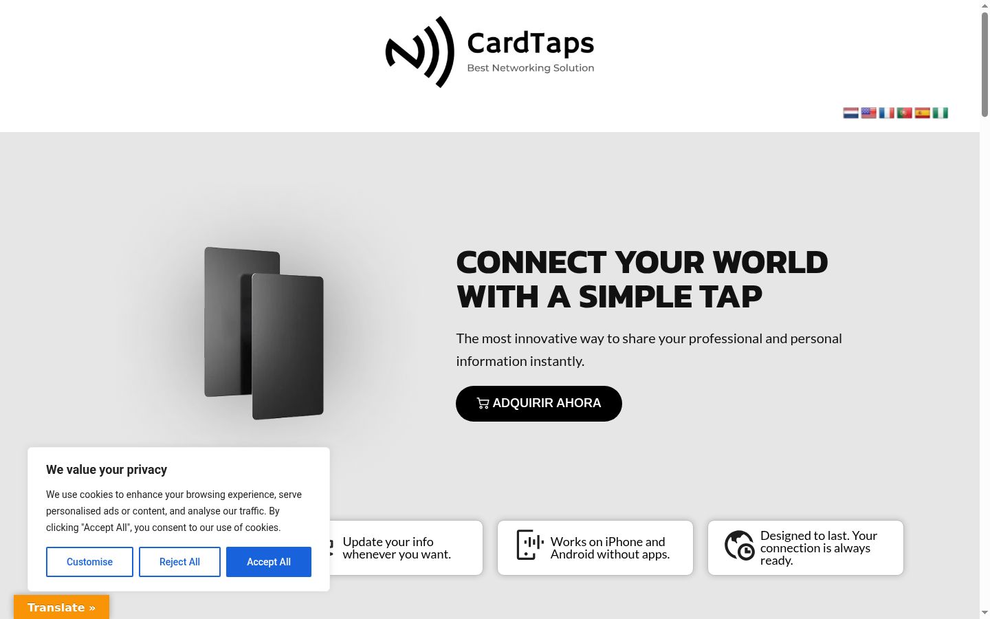 Screenshot of the consent banner shown before any interaction