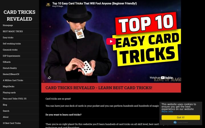Screenshot of cardtricksrevealed.com