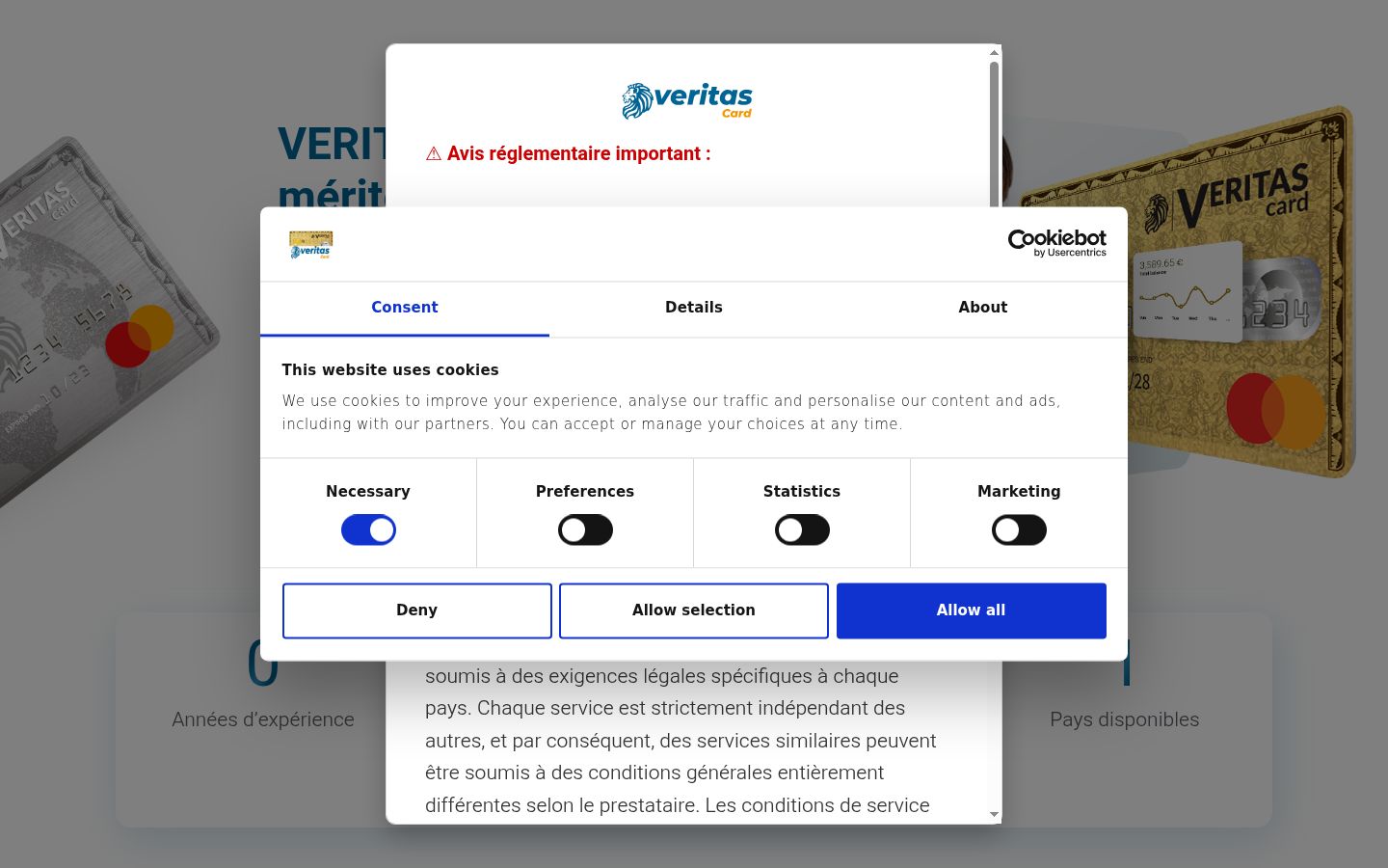Screenshot of the consent banner shown before any interaction