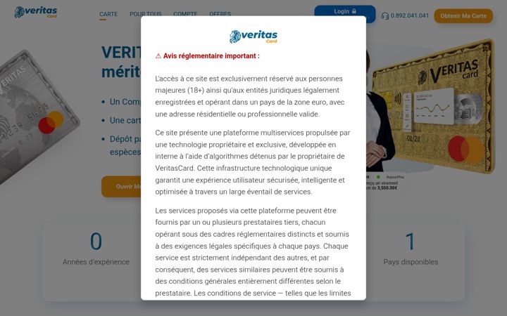 Screenshot of cardveritas.com