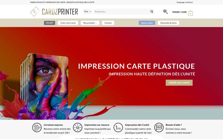 Screenshot of cardzprinter.fr