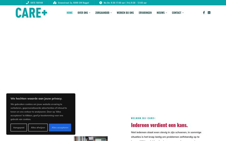 Skjámynd af care-plus.nl
