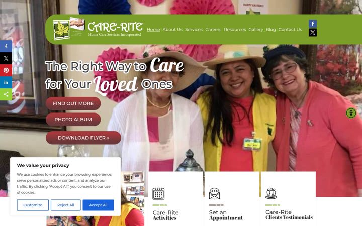 Screenshot of care-ritehcsinc.com