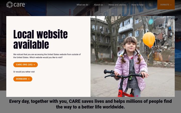 Posnetek zaslona care.org