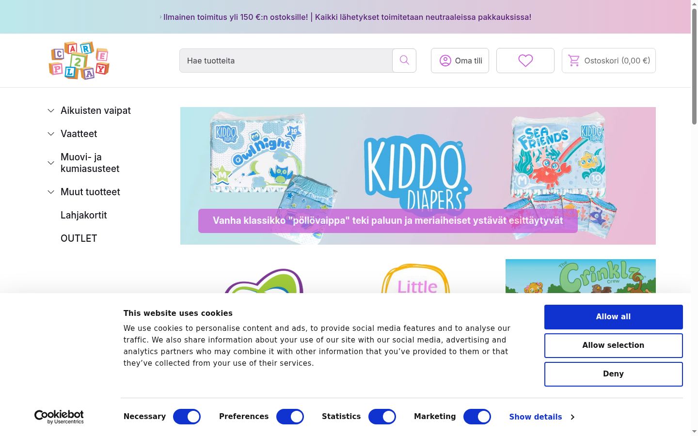 Screenshot of the consent banner shown before any interaction