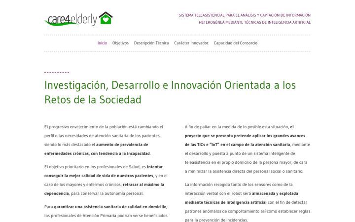 Screenshot of care4elderly.es