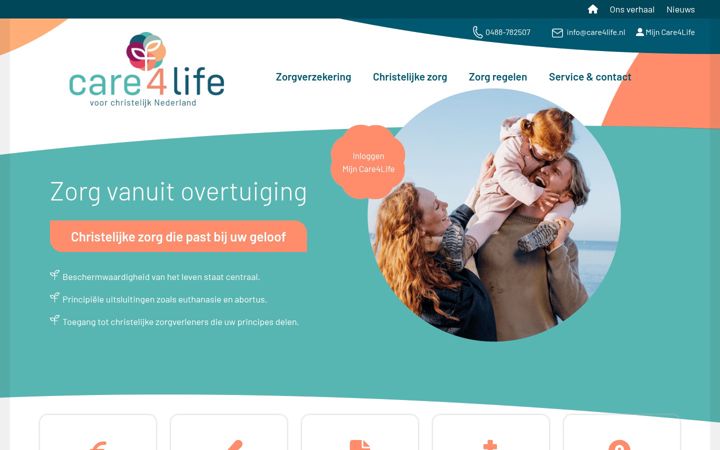 Skjámynd af care4life.nl