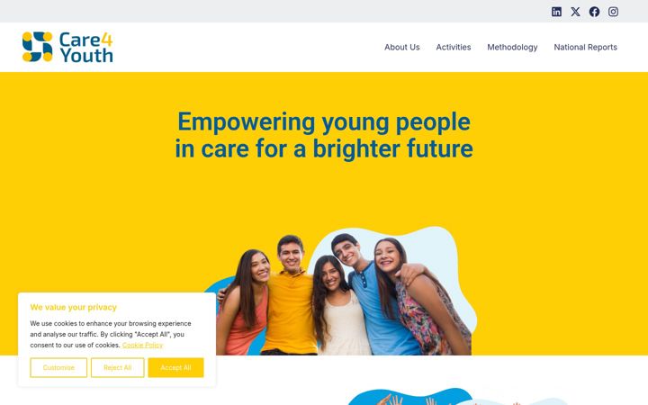 Screenshot of care4youth.eu