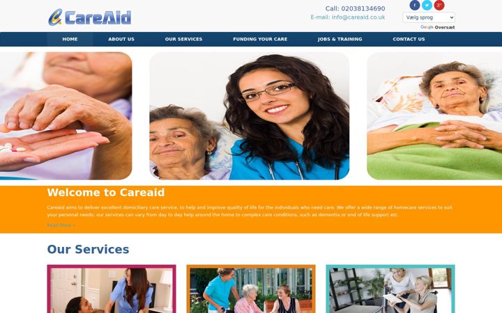 Screenshot of careaid.co.uk